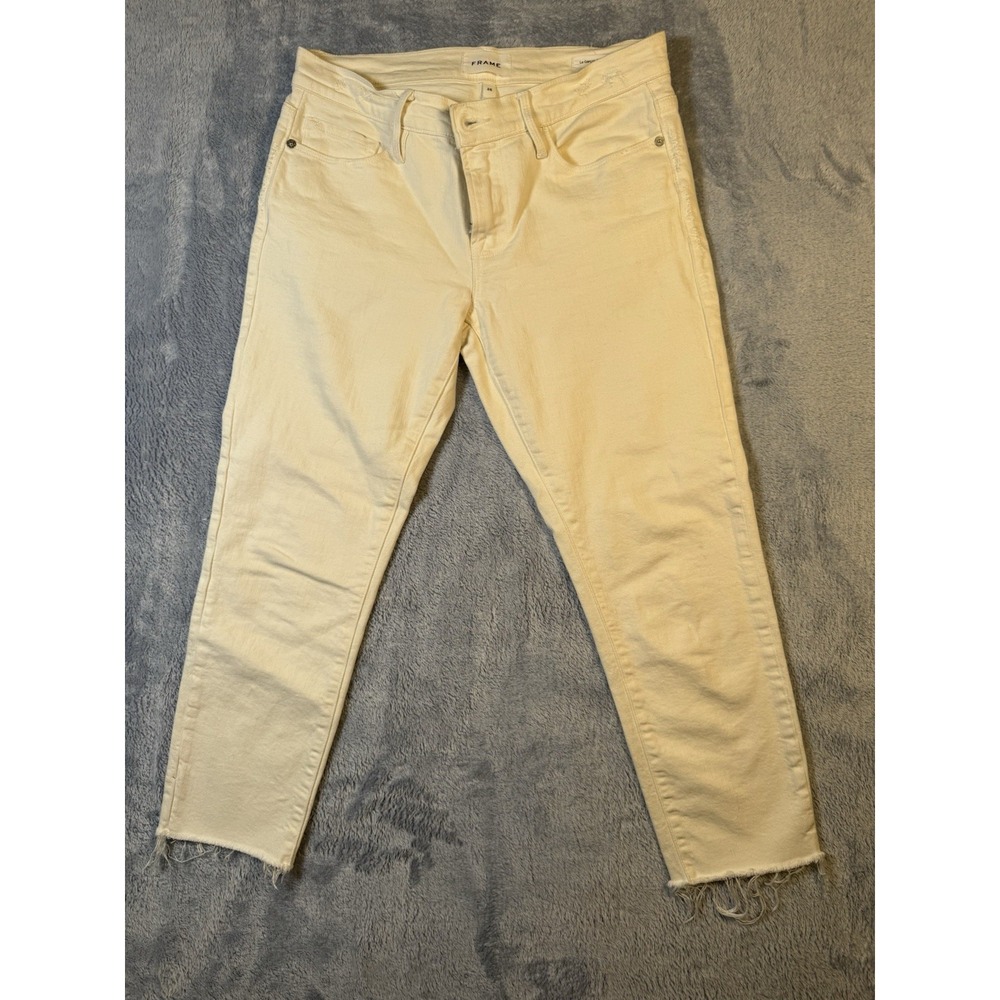 FRAME Le Garcon Crop Jeans Womens 26 Cream Off White Denim Actual 32x23.5 #3004